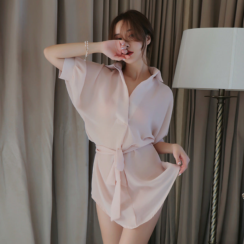 【A-1295】情趣內衣女士性感透明誘惑襯衫爆款男友襯衫代發