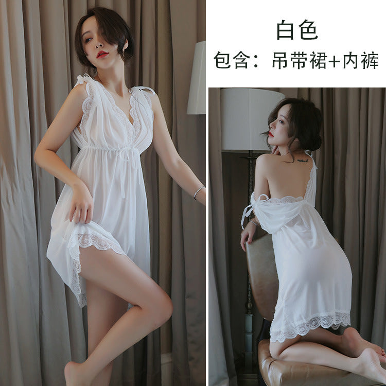 【A-1090】情趣內衣女士大碼歐美性感睡衣深透明網紗睡裙