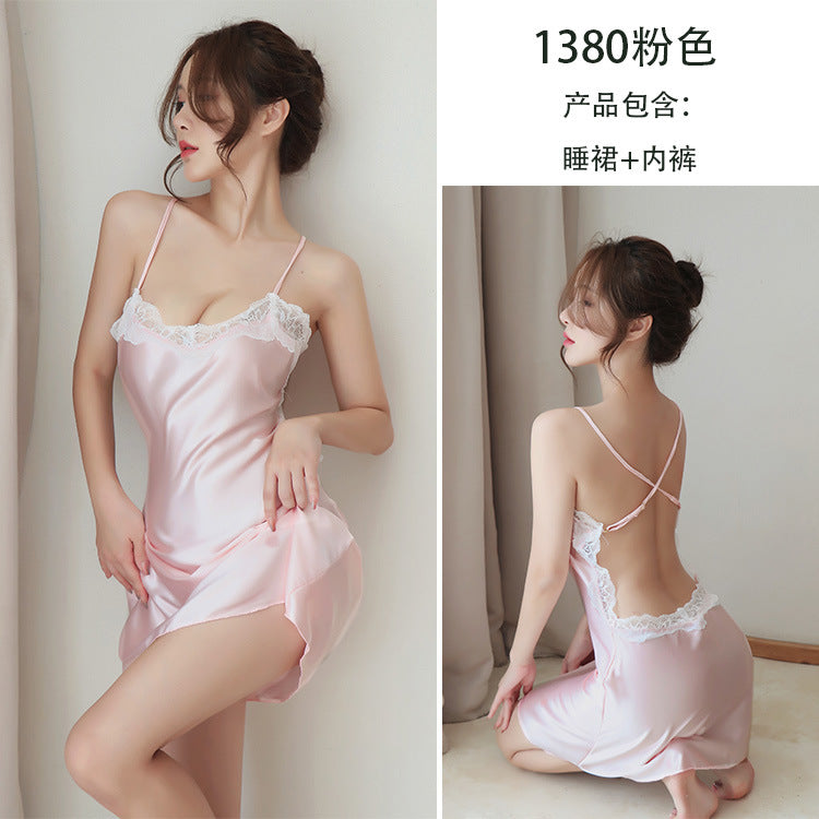 【A-1380】情趣內衣女性感蕾絲吊帶情侶床上誘惑透視純欲風睡裙