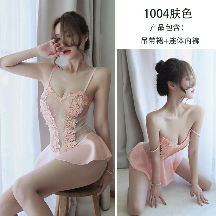 【A-1004】情趣內衣女性感可愛波點連體公主裙吊帶短裙裝