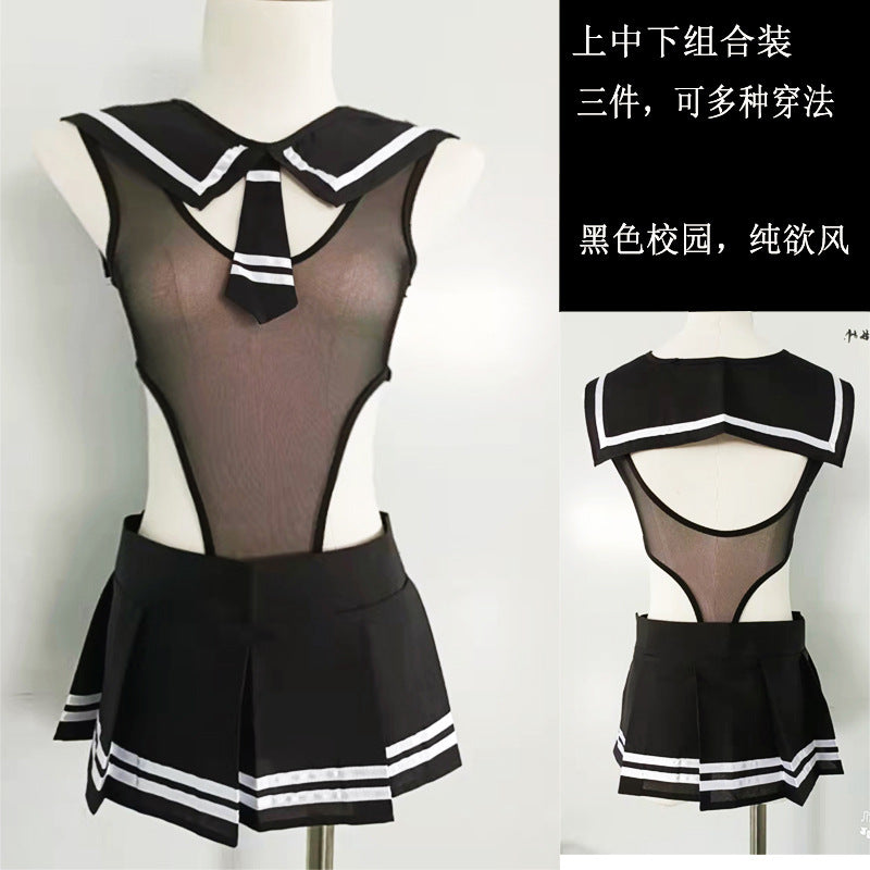 CS120 CT041-性感情趣內衣校園學生制服純裕誘惑透明大碼胖MM性感睡衣廠家制服批發代發
