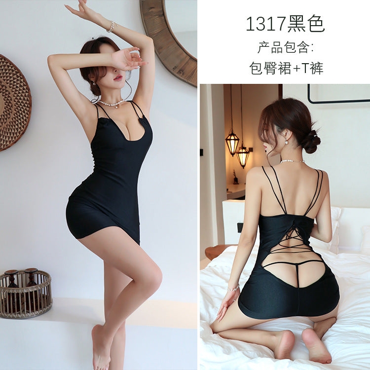 【A-1317】情趣內衣女性感深V吊帶包臀裙制服誘惑夜店秘書裝