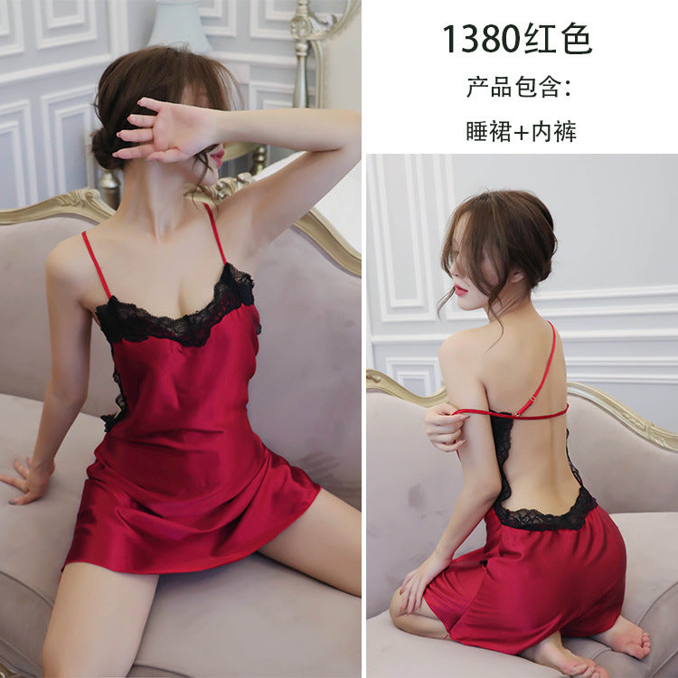 【A-1380】情趣內衣女性感蕾絲吊帶情侶床上誘惑透視純欲風睡裙