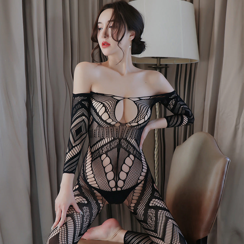AO6010-情趣內衣性感透視網衣露背開檔免脫誘惑網衣連體衣網襪