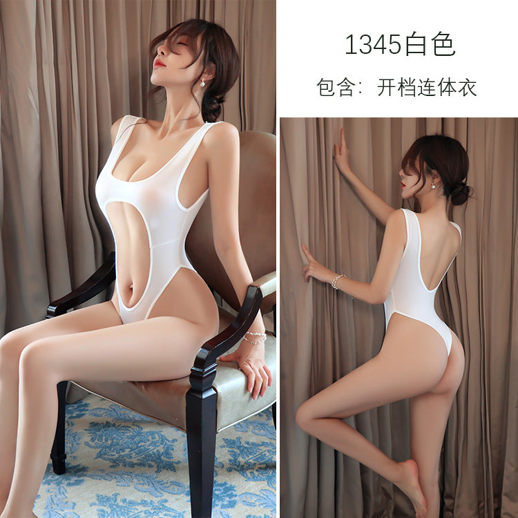 【A-1345】情趣內衣女士死庫水套裝透明緊身衣性感免脫開檔連體