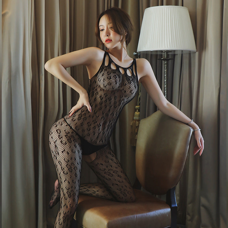 AO5019-情趣內衣女士性感免脫開檔連體衣吊帶網衣