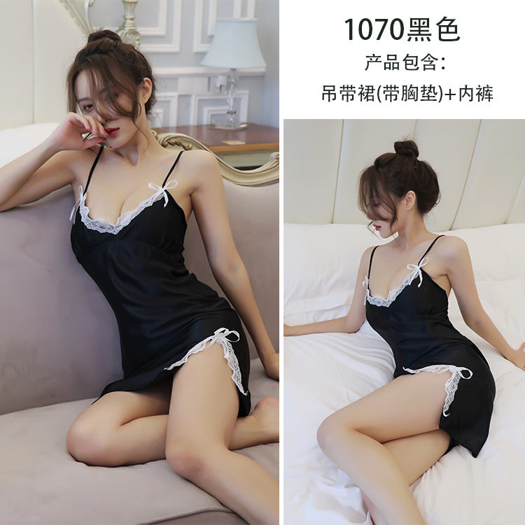 【A-1070】情趣內衣睡衣女蕾絲吊帶裙加胸墊居家服代發