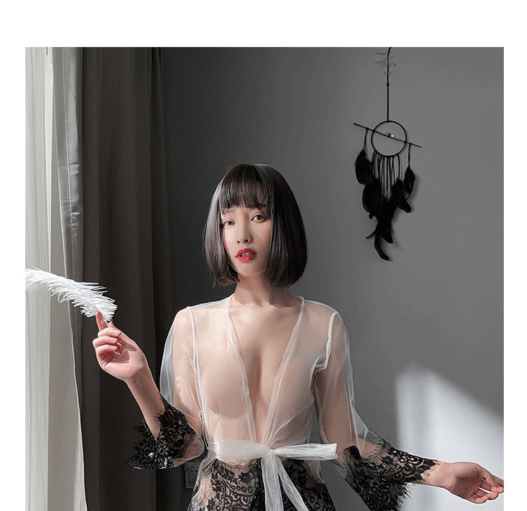 【A-1203】性感睡衣女蕾絲繫帶睡裙透新款短裙家居服定制