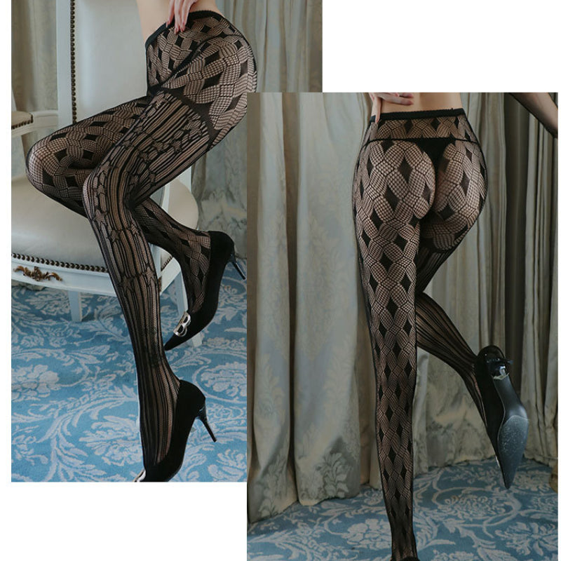 AS5079-情趣內衣女士歐美大碼性感誘惑提花絲襪網襪連體襪