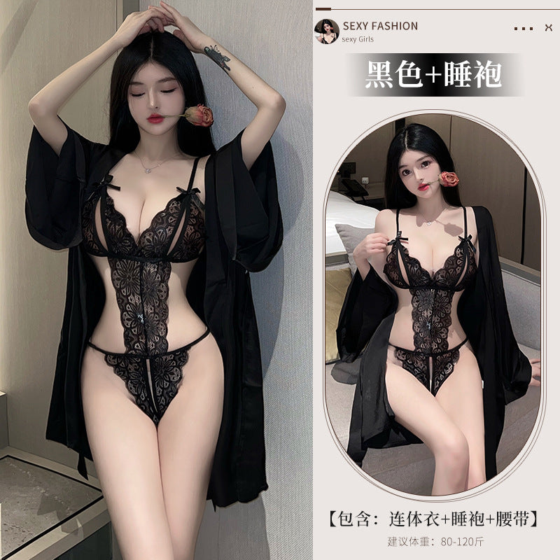 BS1648-性感內衣蕾絲開襠免脫連體衣性感誘惑透視鏤空女睡衣