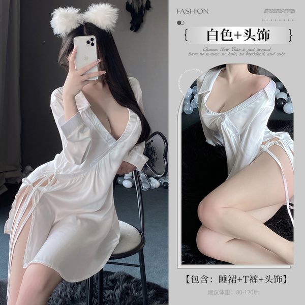 BS2751-性感內衣露肩襯衫式純欲睡裙性感暴露女裝大碼激情免脫女睡衣