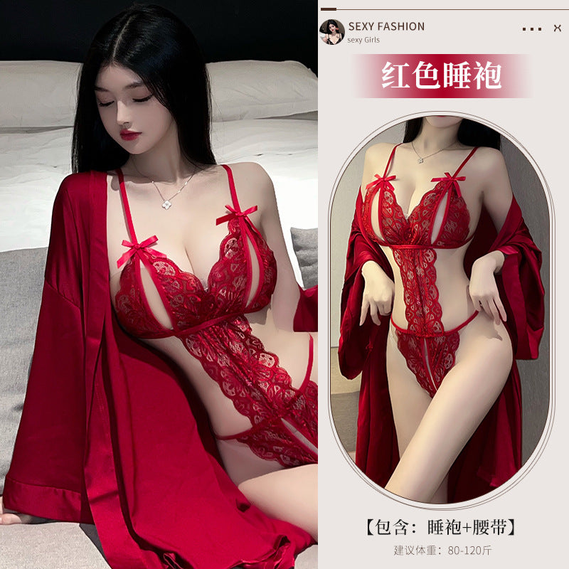 BS1648-性感內衣蕾絲開襠免脫連體衣性感誘惑透視鏤空女睡衣