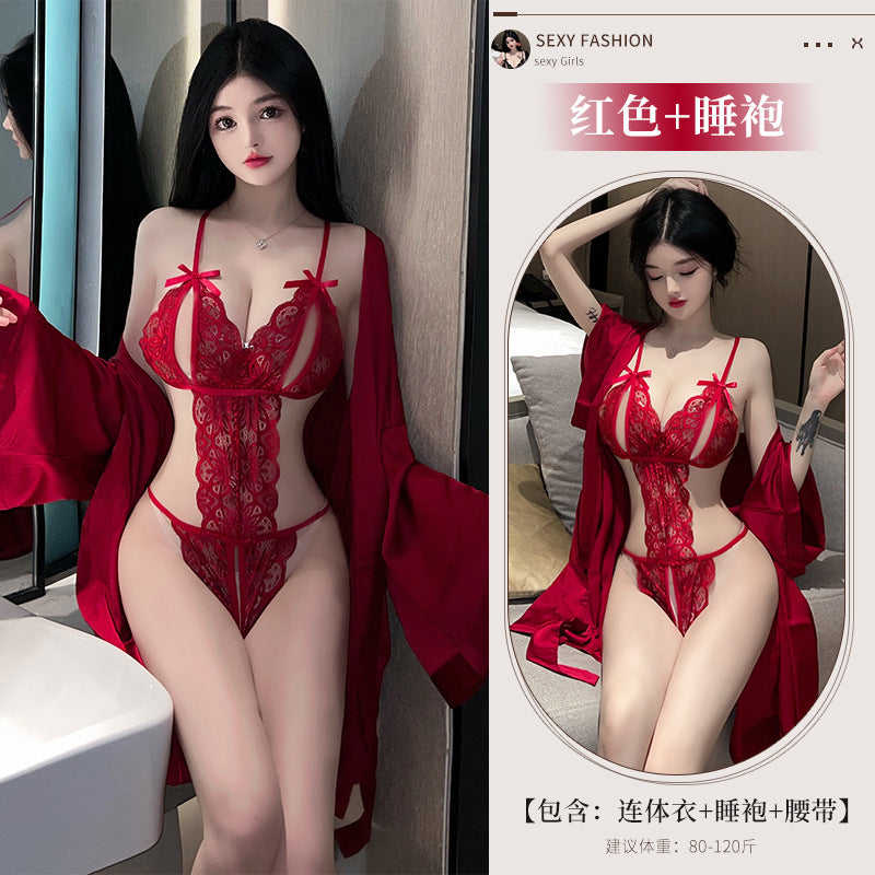 BS1648-性感內衣蕾絲開襠免脫連體衣性感誘惑透視鏤空女睡衣