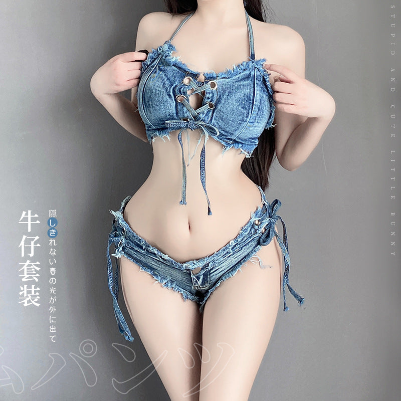 BT8025-性感內衣女低腰開檔短褲性感破洞牛仔短褲夜店誘惑內衣女睡衣