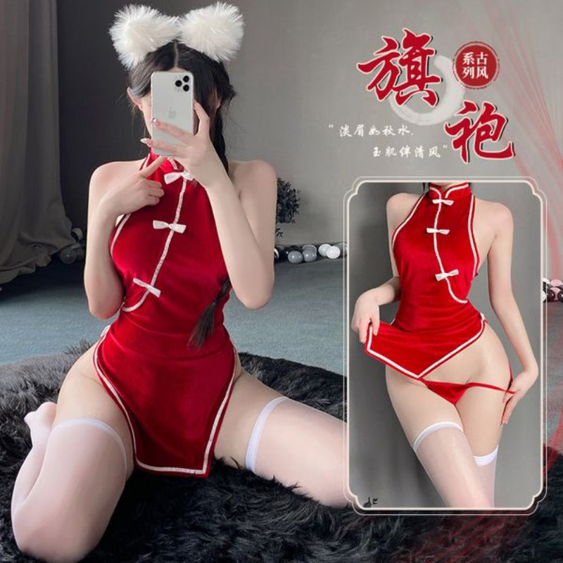 BT2693-性感內衣旗袍誘惑小胸女睡衣火辣開襠免脫激情套裝