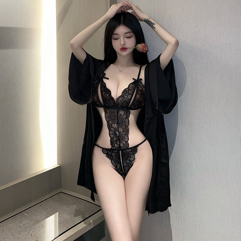 BS1648-性感內衣蕾絲開襠免脫連體衣性感誘惑透視鏤空女睡衣