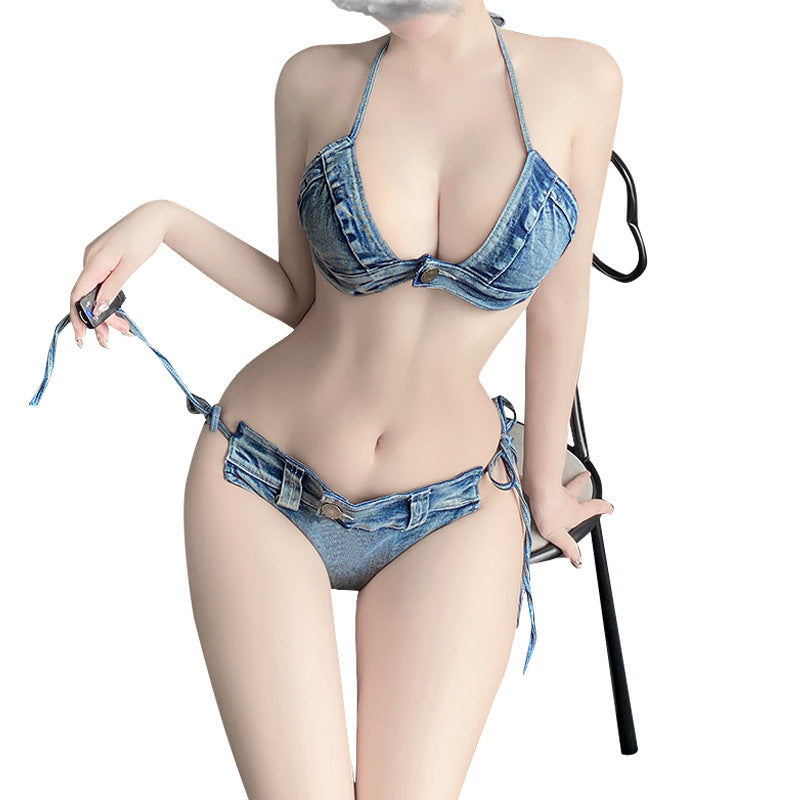 BT8027-性感內衣激情免脫火辣誘惑床上女睡衣牛仔超短褲制服