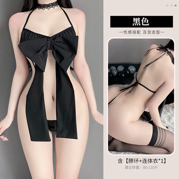 BS2063-性感內衣女性感睡衣透視大蝴蝶結誘惑連三點式體衣套裝