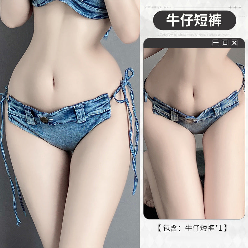 BT8027-性感內衣激情免脫火辣誘惑床上女睡衣牛仔超短褲制服