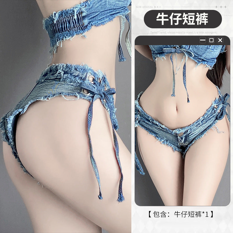 BT8025-性感內衣女低腰開檔短褲性感破洞牛仔短褲夜店誘惑內衣女睡衣