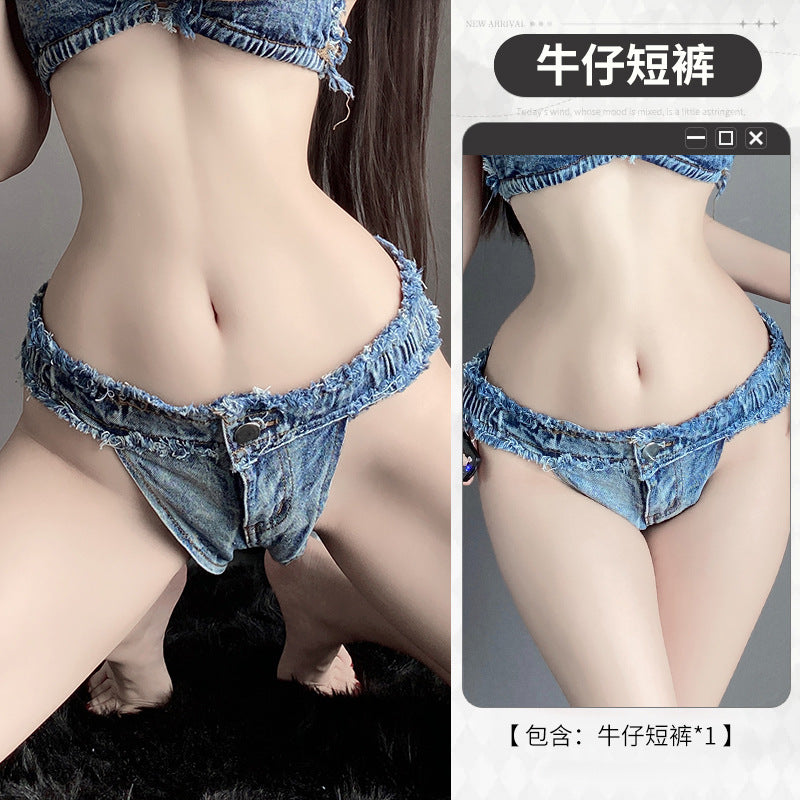 BT8035-性感情趣內衣女睡衣角色扮演制服誘惑床上火辣免脫牛仔褲