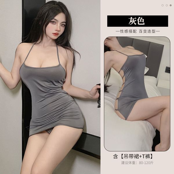 BS2048-性感內衣露背睡衣小胸誘惑開檔睡裙女腄衣激情免脫睡裙
