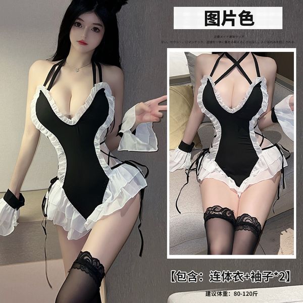BT2475-性感內衣大碼女僕裝誘惑純欲開襠免脫激情女睡衣