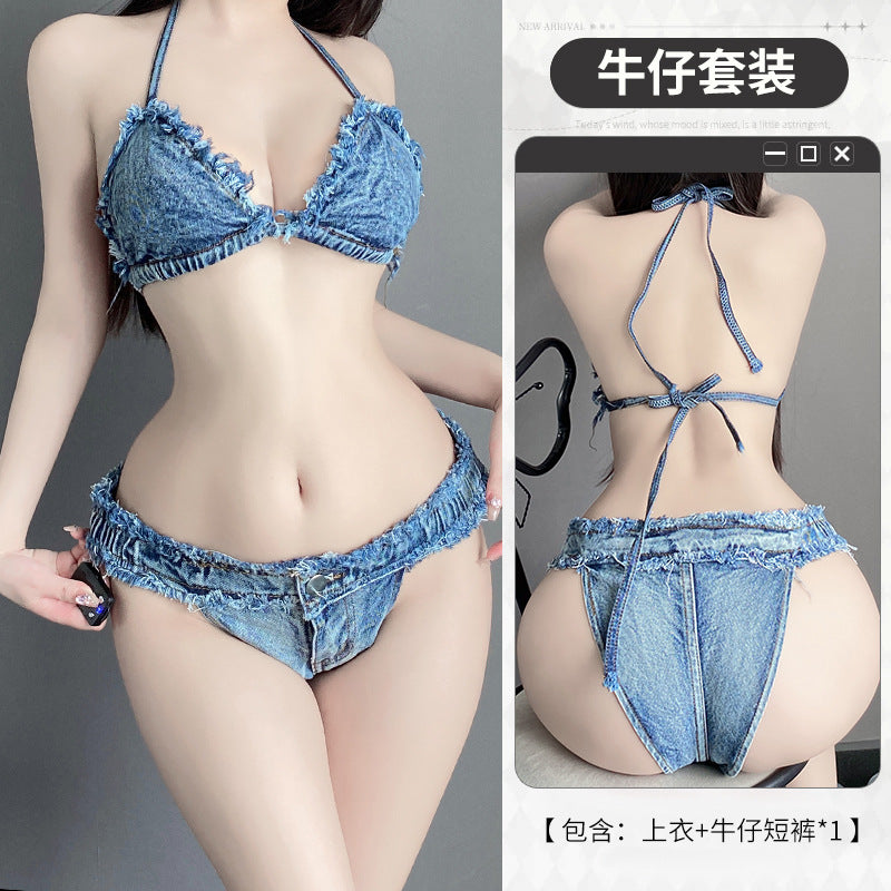 BT8035-性感情趣內衣女睡衣角色扮演制服誘惑床上火辣免脫牛仔褲