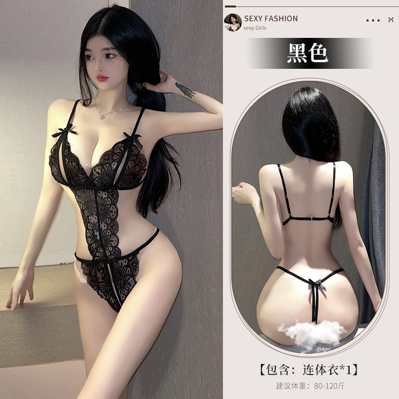 BS1648-性感內衣蕾絲開襠免脫連體衣性感誘惑透視鏤空女睡衣