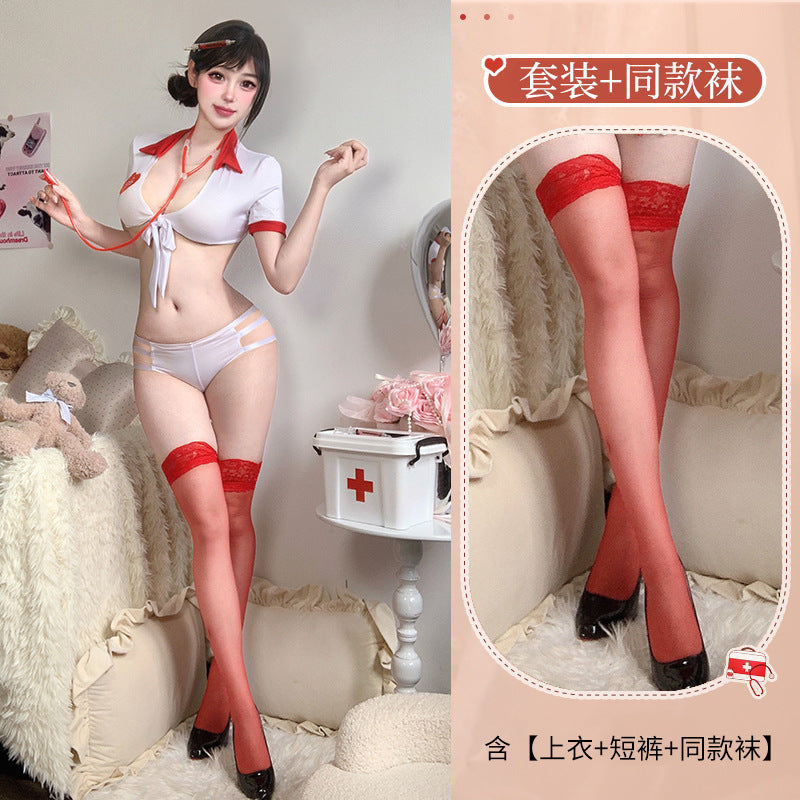 BT1308-私人護士情趣內衣露胸性感包臀角色扮演調情性趣睡衣免脫套裝女睡衣睡裙