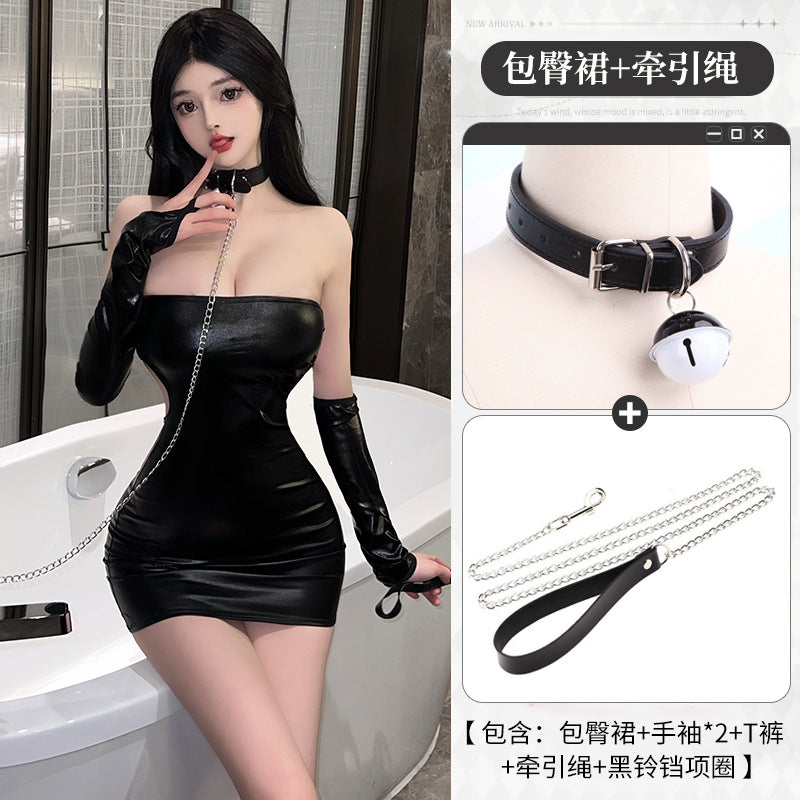 BT8606-性感內衣情趣內衣女王禦姐性感緊身漆皮制服角色扮演誘惑連體衣裝女睡衣睡裙