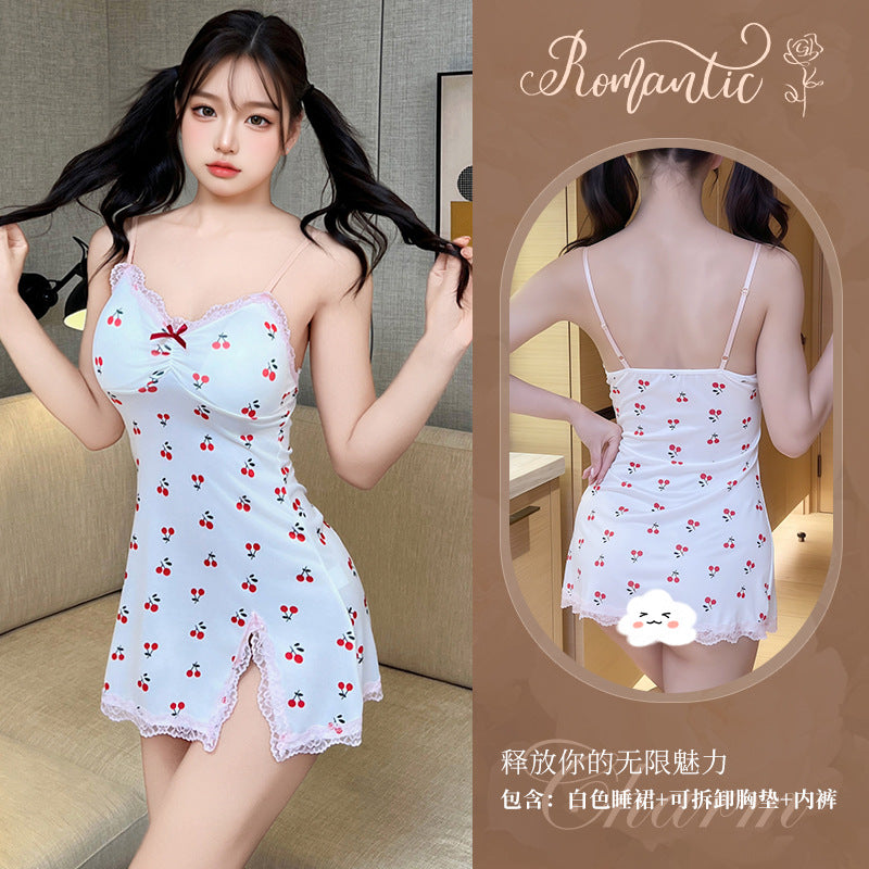 CS484-大碼性感內衣帶胸墊床上誘惑調情性趣睡裙睡衣情緒蕾絲純欲戰袍