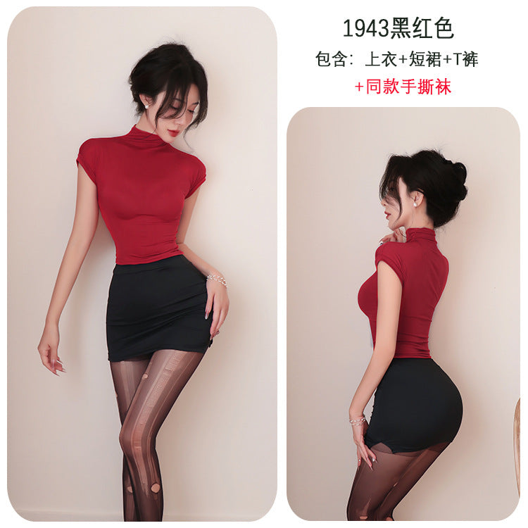 【A-1943】性感內衣情趣內衣性感ol女秘書制服包臀裙純欲戰袍套裝女睡衣