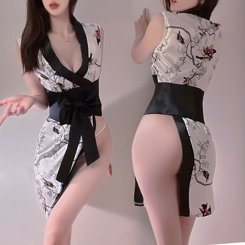 BT8334-性感內衣情趣内衣和服蝴蝶复古旗袍性感蕾丝古典纯欲制服套装女睡衣睡裙