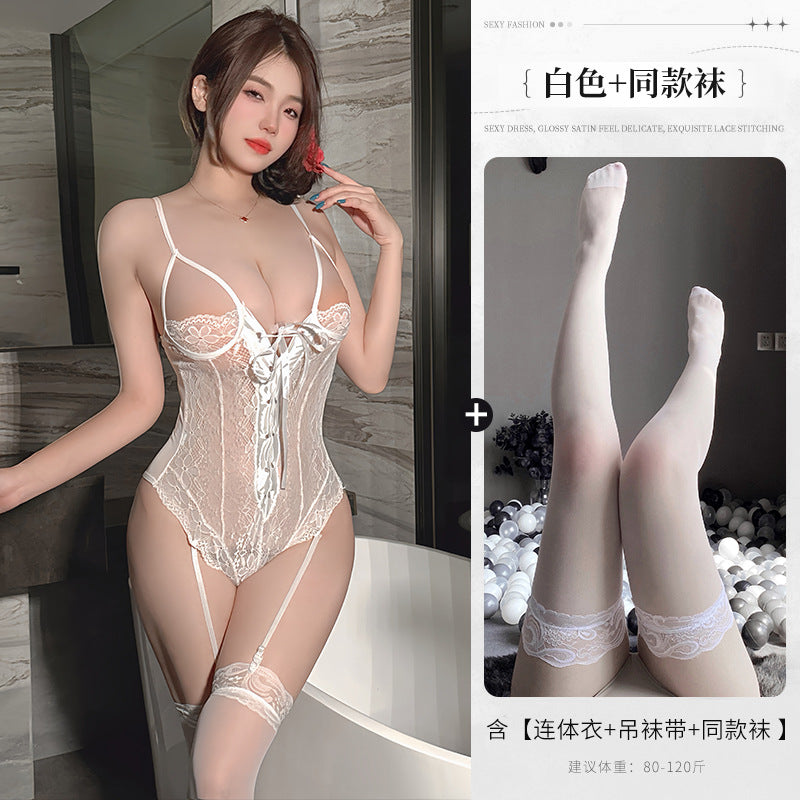 BS8562-性感內衣純欲性感情趣內衣蕾絲透視誘人連體衣女鏤空吊帶套裝女睡裙睡衣
