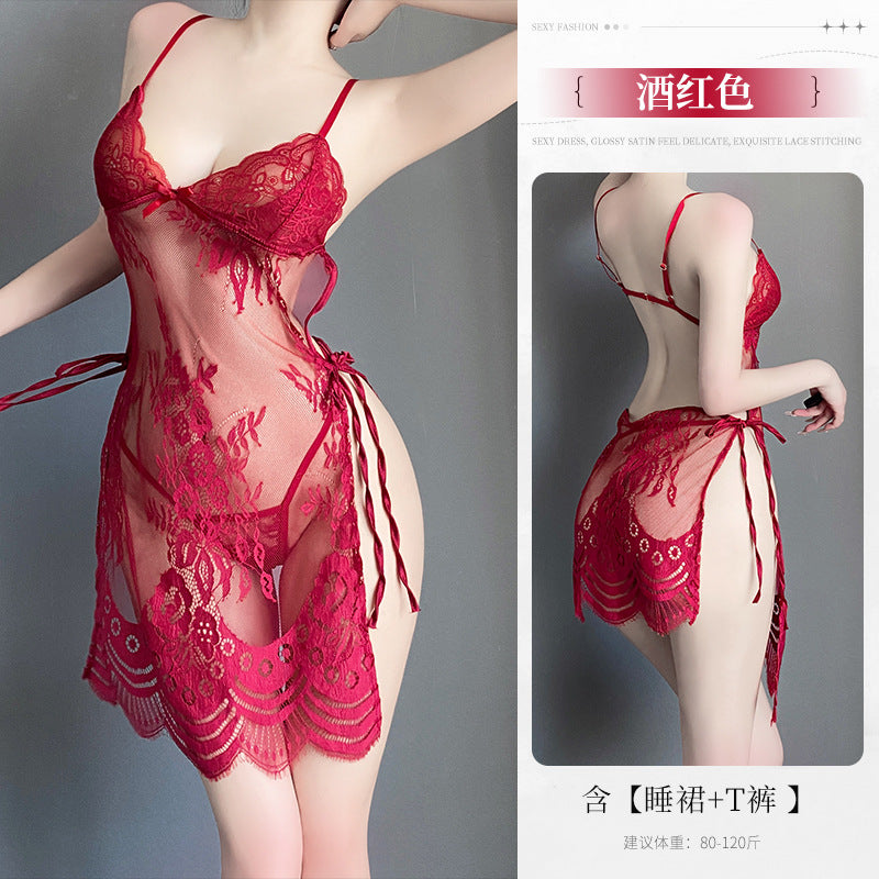 BS8224-性感內衣情趣內衣性感女睡裙側開透視吊帶睡衣激情衣服純欲免脫女睡衣睡裙
