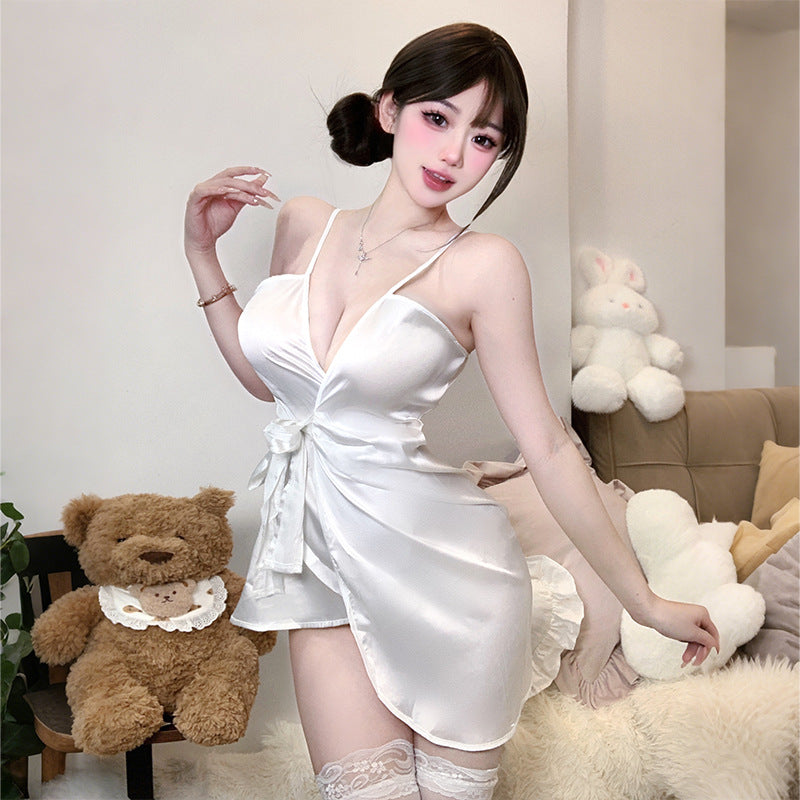 BS8252-性感睡衣深V系帶修身純欲吊帶睡裙純欲風火辣包臀家居服套裝女睡衣睡裙