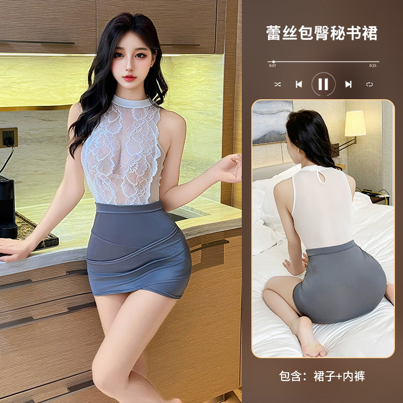 CT516-大碼情趣內衣性感純欲風秘書睡衣激情免脫包臀裙制服套裝女睡衣睡裙