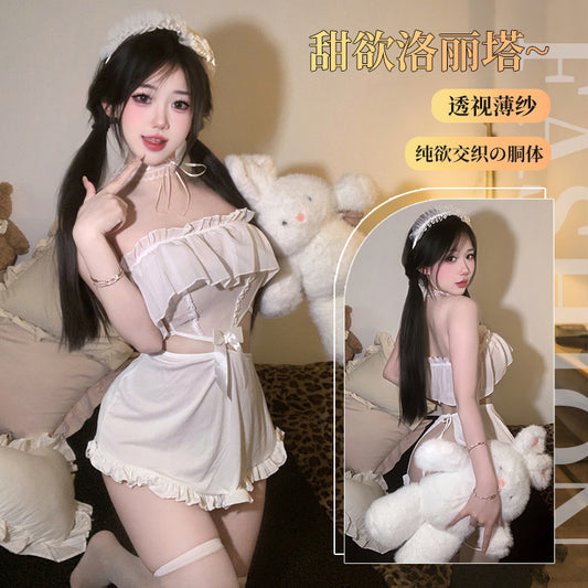 BT2931-性感情趣內衣純欲風鏤空露背木耳花邊可愛女僕制服套裝女睡衣睡裙