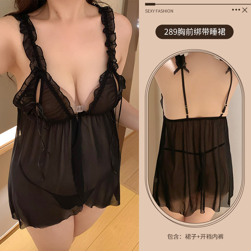 CS289-大碼情趣內衣性感純欲風透視小胸睡衣套裝胖mm200斤女睡衣睡裙