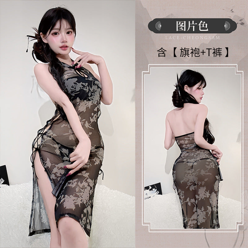 BT8370-性感情趣內衣國風旗袍純欲誘惑免脫復古鏤空美背裙子制服套裝女睡衣睡裙