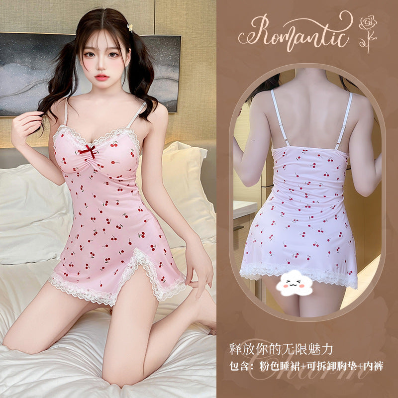 CS484-大碼性感內衣帶胸墊床上誘惑調情性趣睡裙睡衣情緒蕾絲純欲戰袍