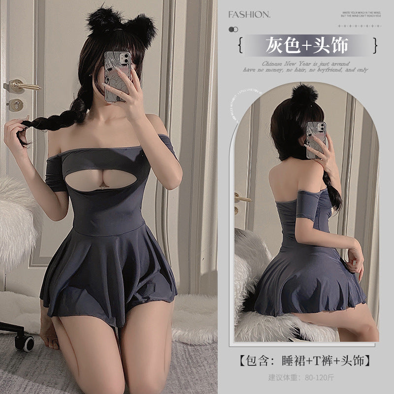 BS8015-性感內衣冰絲小睡裙情趣內衣激情床上挑逗純欲女睡衣