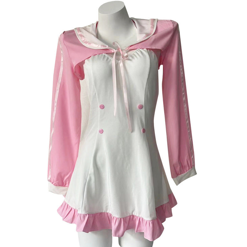 BT2746-俏皮甜心女僕套裝露溝制服睡衣誘惑調情裸臀免脫情趣內衣套裝女睡衣睡裙