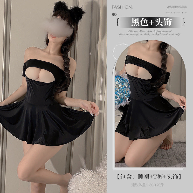 BS8015-性感內衣冰絲小睡裙情趣內衣激情床上挑逗純欲女睡衣