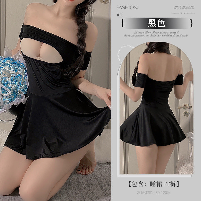 BS8015-性感內衣冰絲小睡裙情趣內衣激情床上挑逗純欲女睡衣