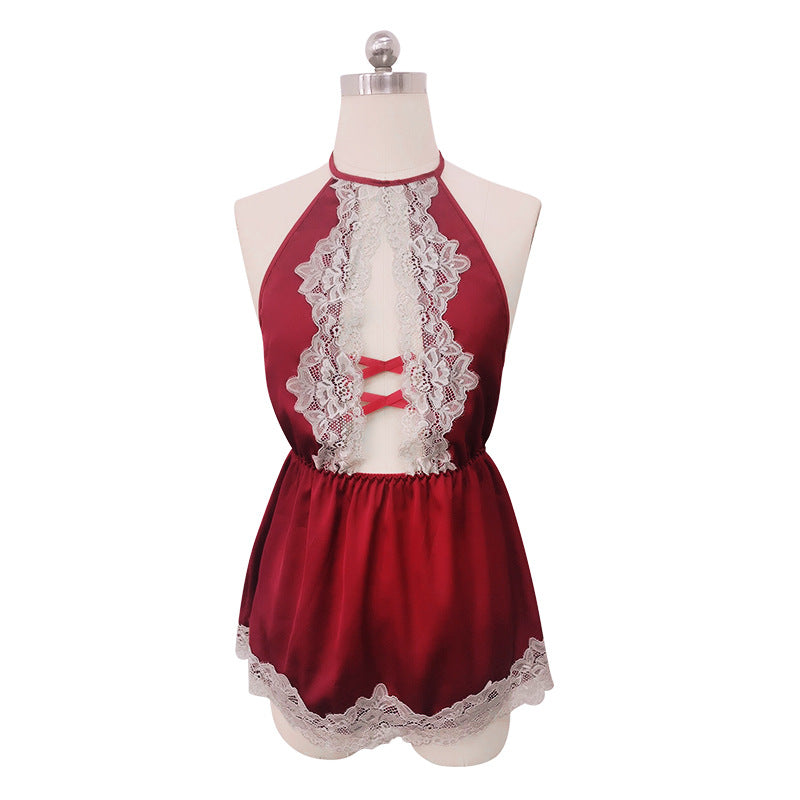 CS279-大碼性感情趣睡衣露背女睡衣蕾絲睡裙