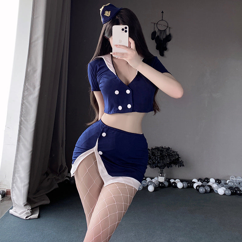 BT2744-性感內衣情趣内衣女睡衣角色扮演性感空姐制服诱惑火辣战袍激情女睡衣