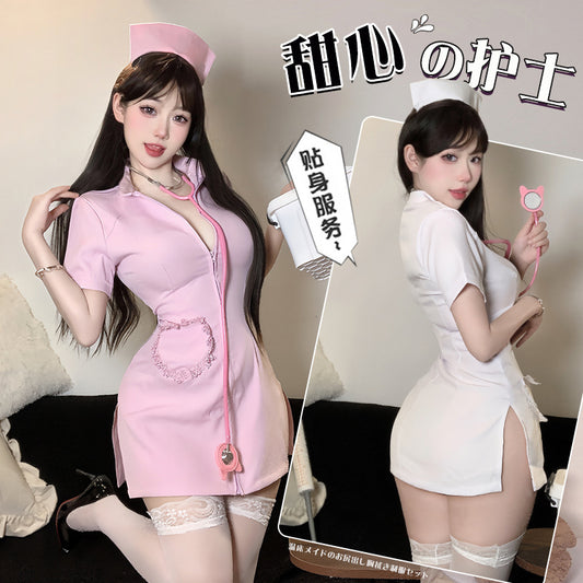 BT2120-性感纯欲护士情趣内衣深V诱惑角色扮演制服免脱套装女睡衣睡裙