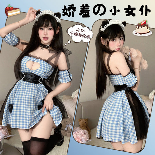 BT2875-性感內衣純欲網紗透胸軟糯甜美女僕裝情趣內衣女性感女傭制服免脫套裝女睡衣睡裙